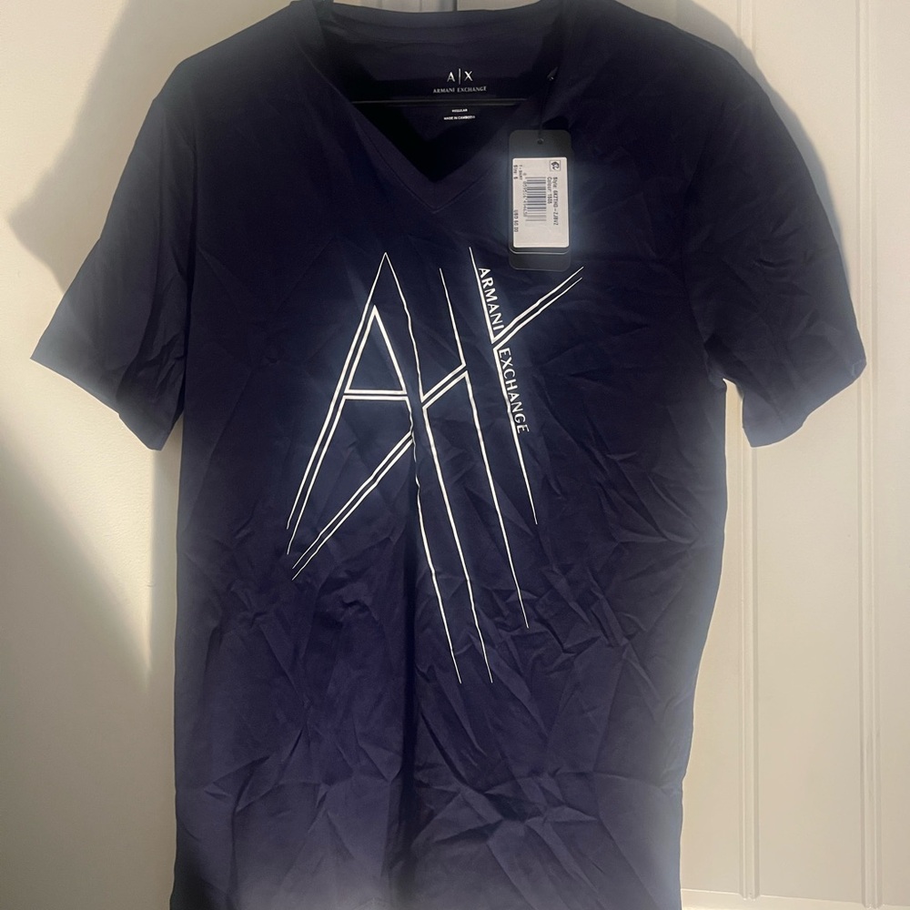 Armani Exchange Men's Dark Blue Graphic Tee